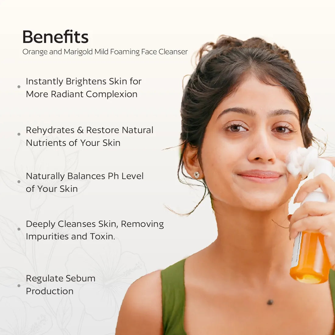 Orange and marigold Mild foaming face cleanser with silicon brush-100ml