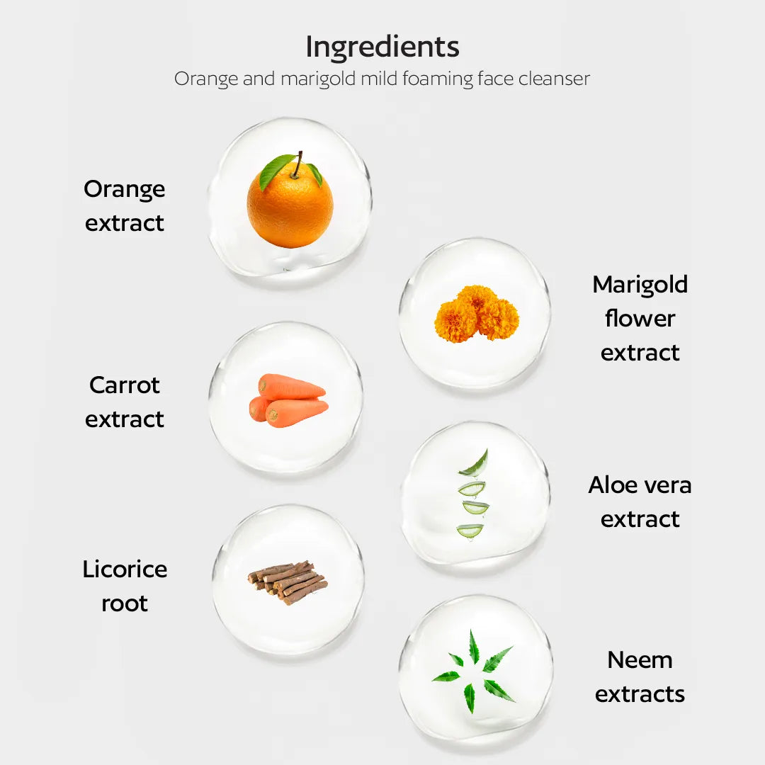 Orange and marigold Mild foaming face cleanser with silicon brush-100ml