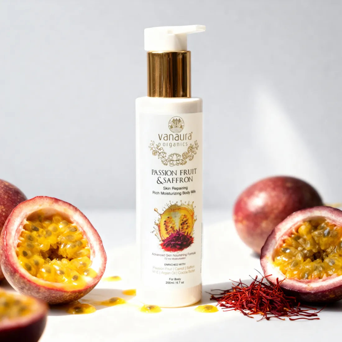 Passion Fruit and Saffron Skin Repairing Rich Moisturizing Body Milk Cream Lotion 200 ML