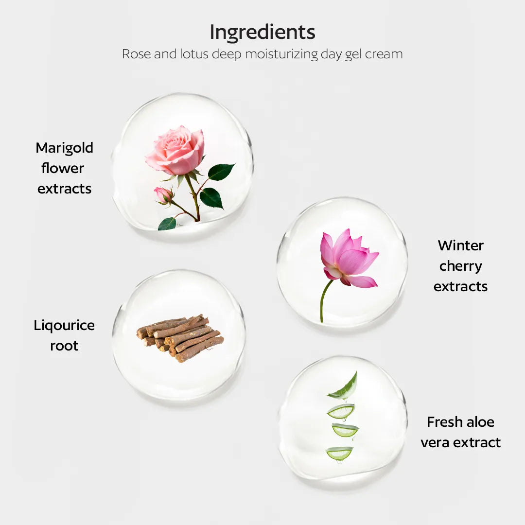 Rose and lotus Deep moisturizing day gel cream With Bio engineered natural whitening complex (All skin types) 100 ML