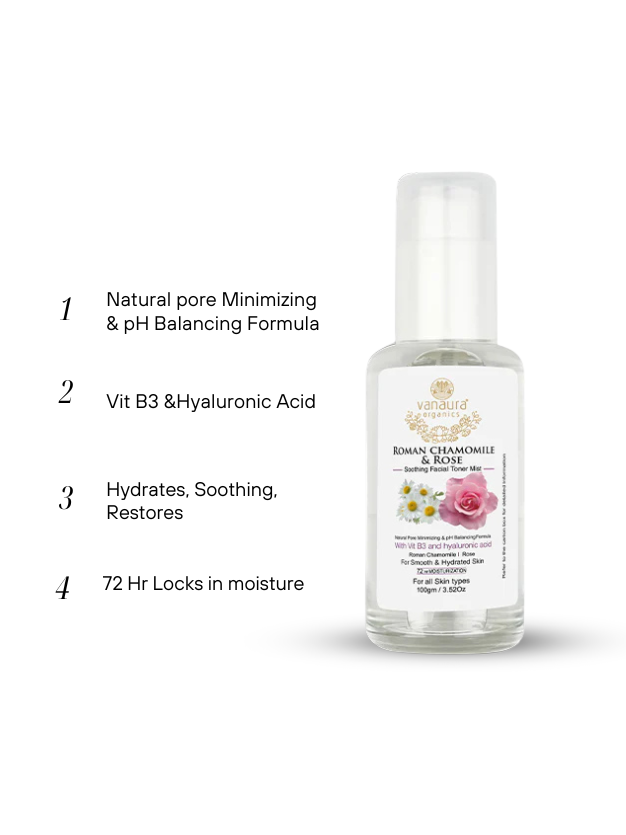 Roman Chamomile and Rose  Soothing facial toner mist-100ml