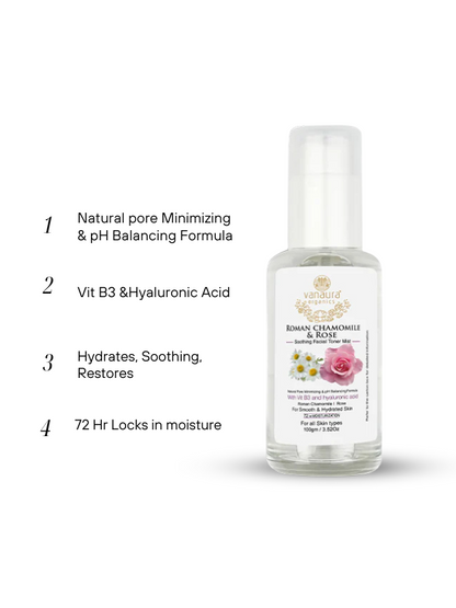 Roman Chamomile and Rose  Soothing facial toner mist-100ml