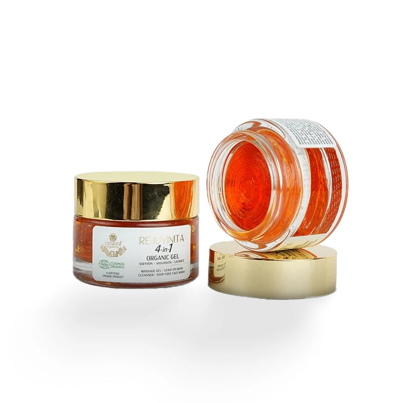 Rejuvinita 4-In-1 Organic Gel (Massage Gel, Leave-On Mask, Cleanser, Soap-Free Wash), 50g