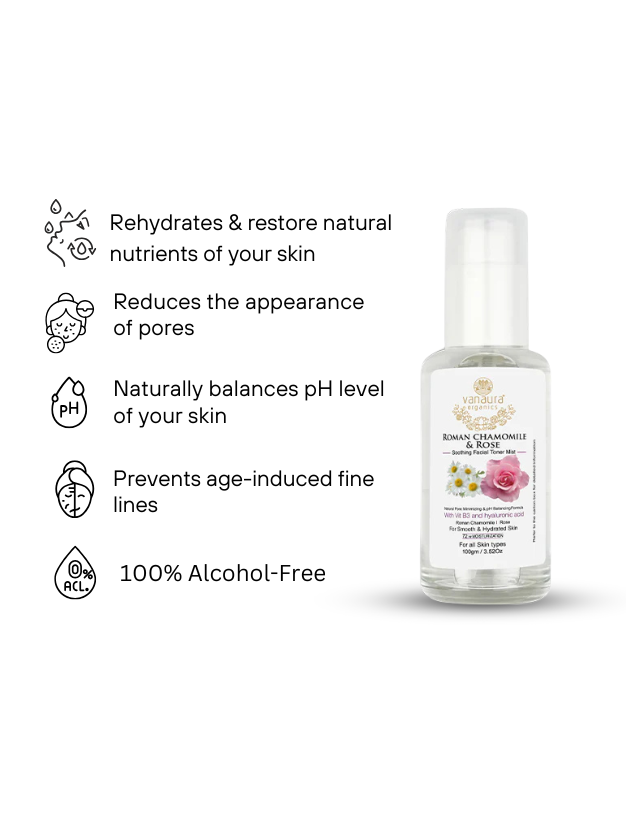 Roman Chamomile and Rose  Soothing facial toner mist-100ml