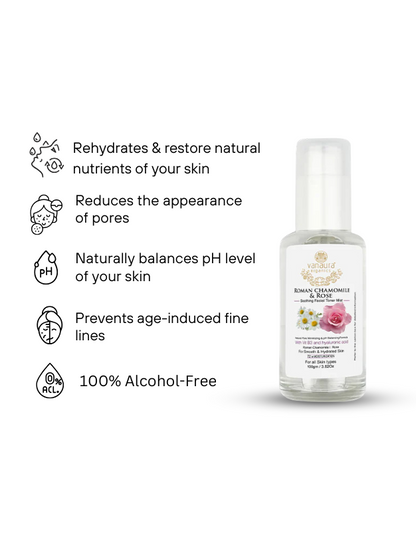 Roman Chamomile and Rose  Soothing facial toner mist-100ml