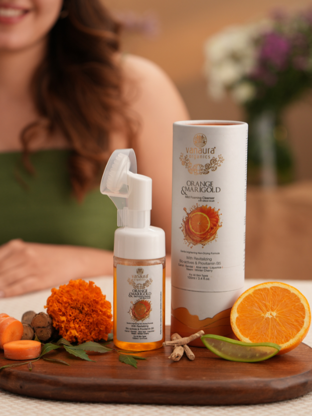 Orange and marigold Mild foaming face cleanser with silicon brush-100ml