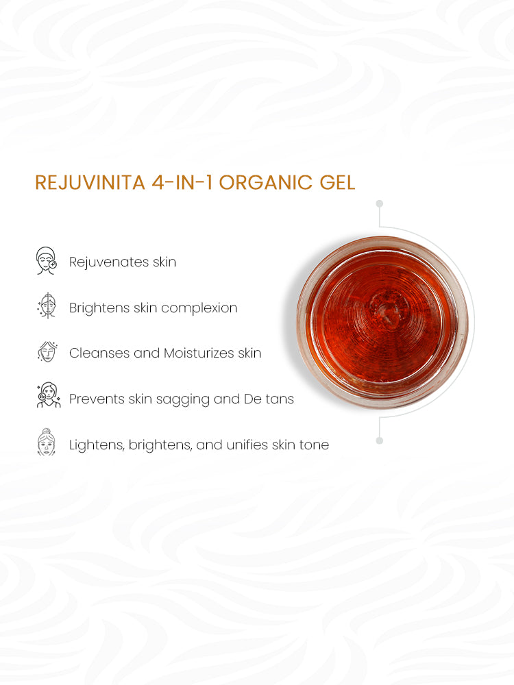 Rejuvinita 4-In-1 Organic Gel (Massage Gel, Leave-On Mask, Cleanser, Soap-Free Wash), 50g