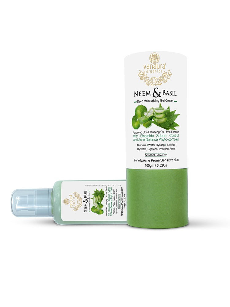 Neem and Basil Deep moisturizing Gel Cream with Nano Engineered Acne Defence Phyto Complex for Acne prone and oily skin-100ml