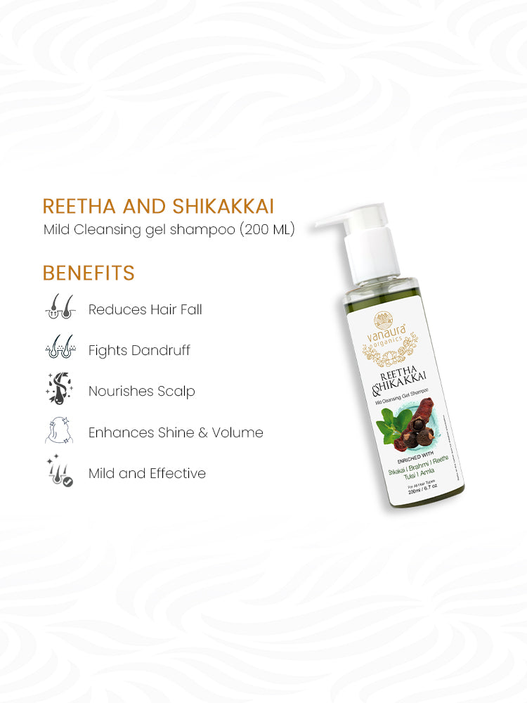 Shikakkai and Reetha Mild Cleansing gel shampoo 200 ML