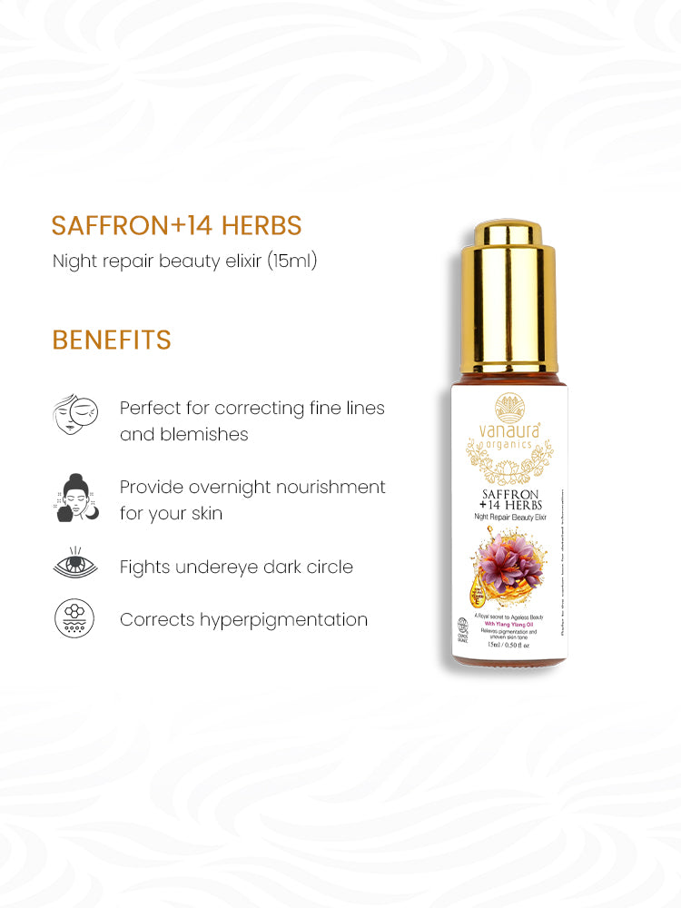 Saffron+14 herbs, Night repair beauty elixir-15ml